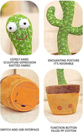 Dancing Cactus Repeats What You Say,Electronic Plush Toy with Lighting,Singing Cactus Recording and Repeat Your Words for Education Toys (Green)
