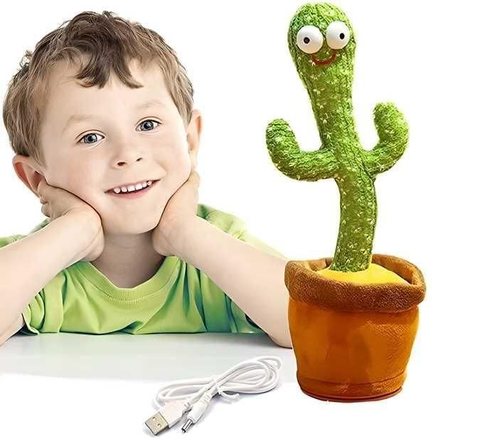 Dancing Cactus Repeats What You Say,Electronic Plush Toy with Lighting,Singing Cactus Recording and Repeat Your Words for Education Toys (Green)